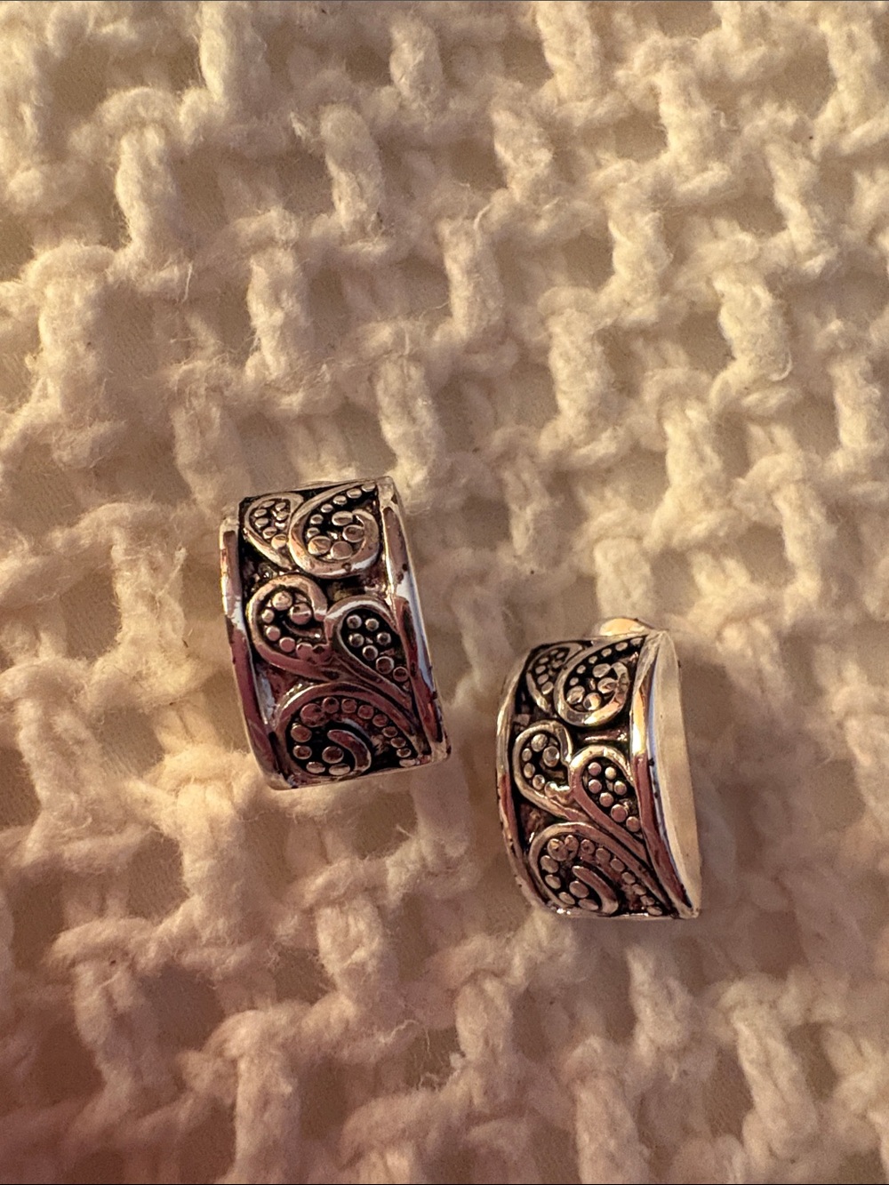 Napier Silver-Tone Filigree  clip Earrings
